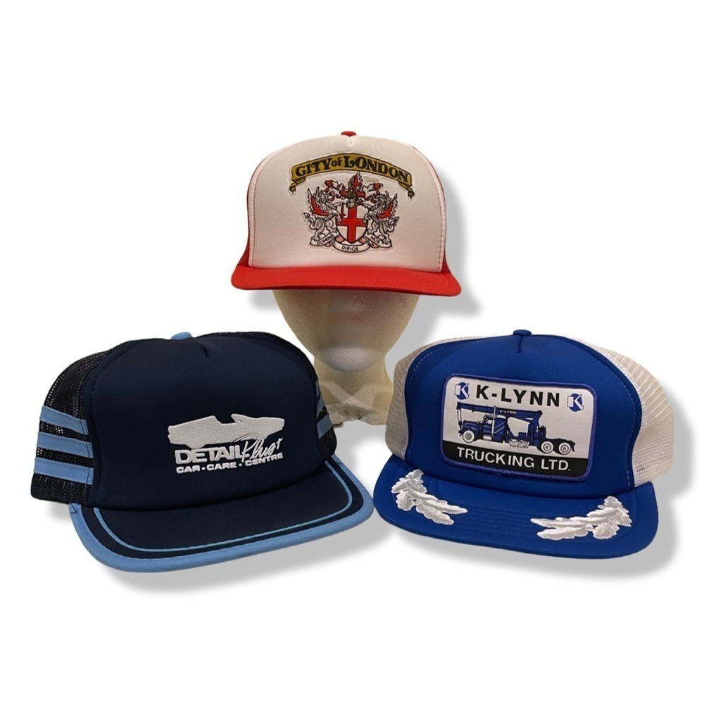 3 PACK OF VINTAGE 80s TRUCKER HATS